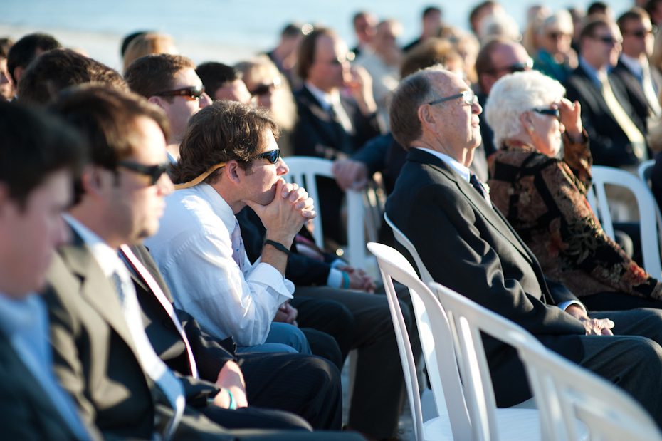 Guests at beach wedding