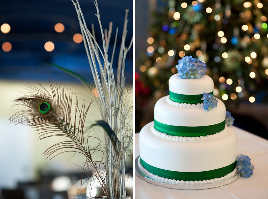 Green and white wedding cake