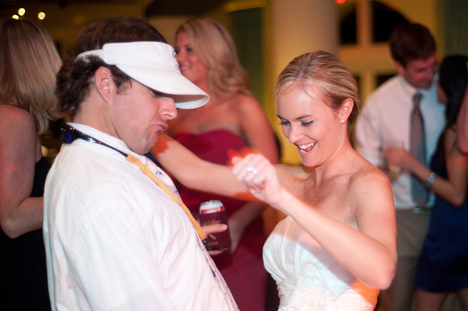 bride dancing with friends